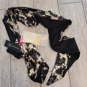 INC International Concepts women's scarf black and gold sequins NEW